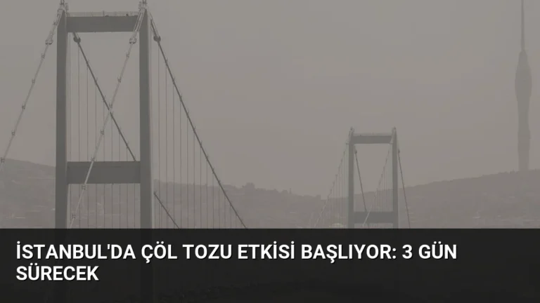 İstanbul’da Çöl Tozu Etkisi Başlıyor: 3 Gün Sürecek