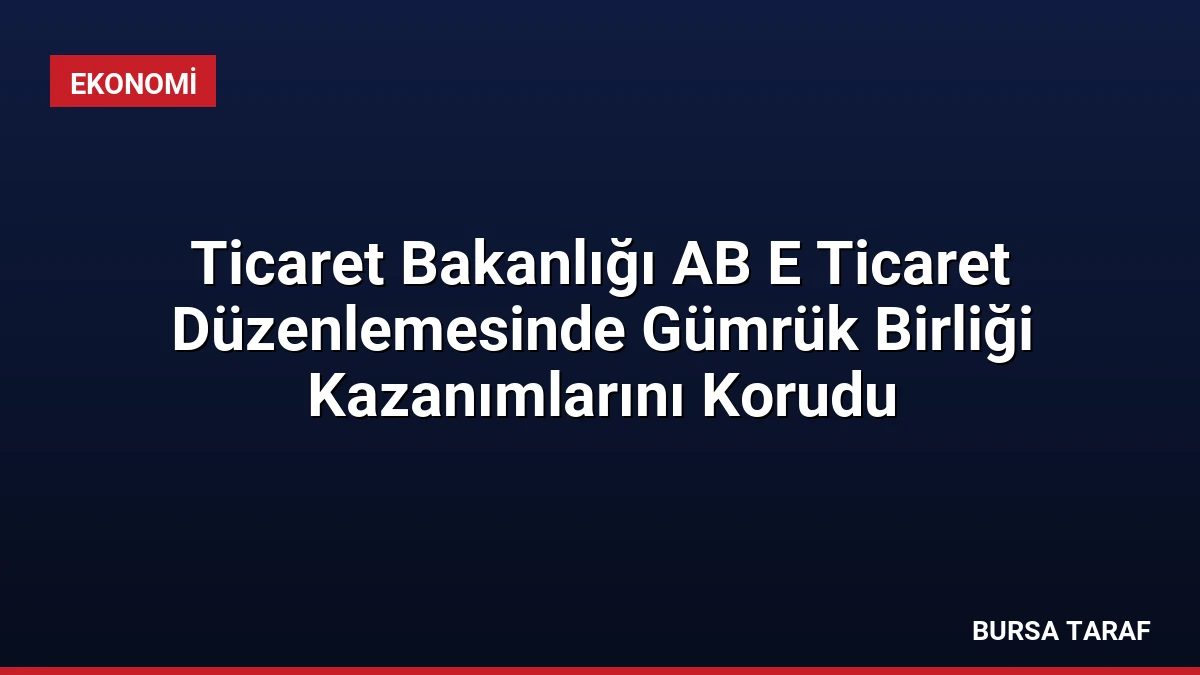 Ticaret Bakanlığı AB E Ticaret Düzenlemesinde Gümrük Birliği Kazanımlarını Korudu