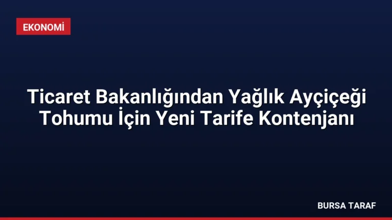 Ticaret Bakanlığından Yağlık Ayçiçeği Tohumu İçin Yeni Tarife Kontenjanı