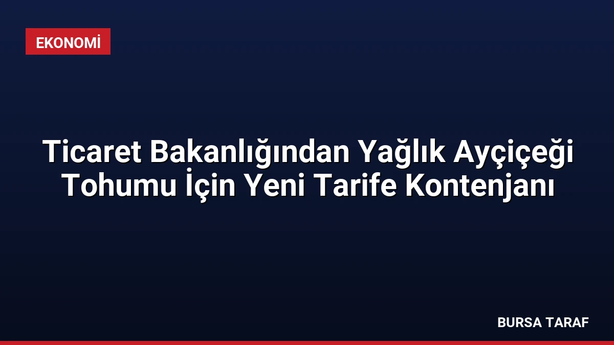 Ticaret Bakanlığından Yağlık Ayçiçeği Tohumu İçin Yeni Tarife Kontenjanı