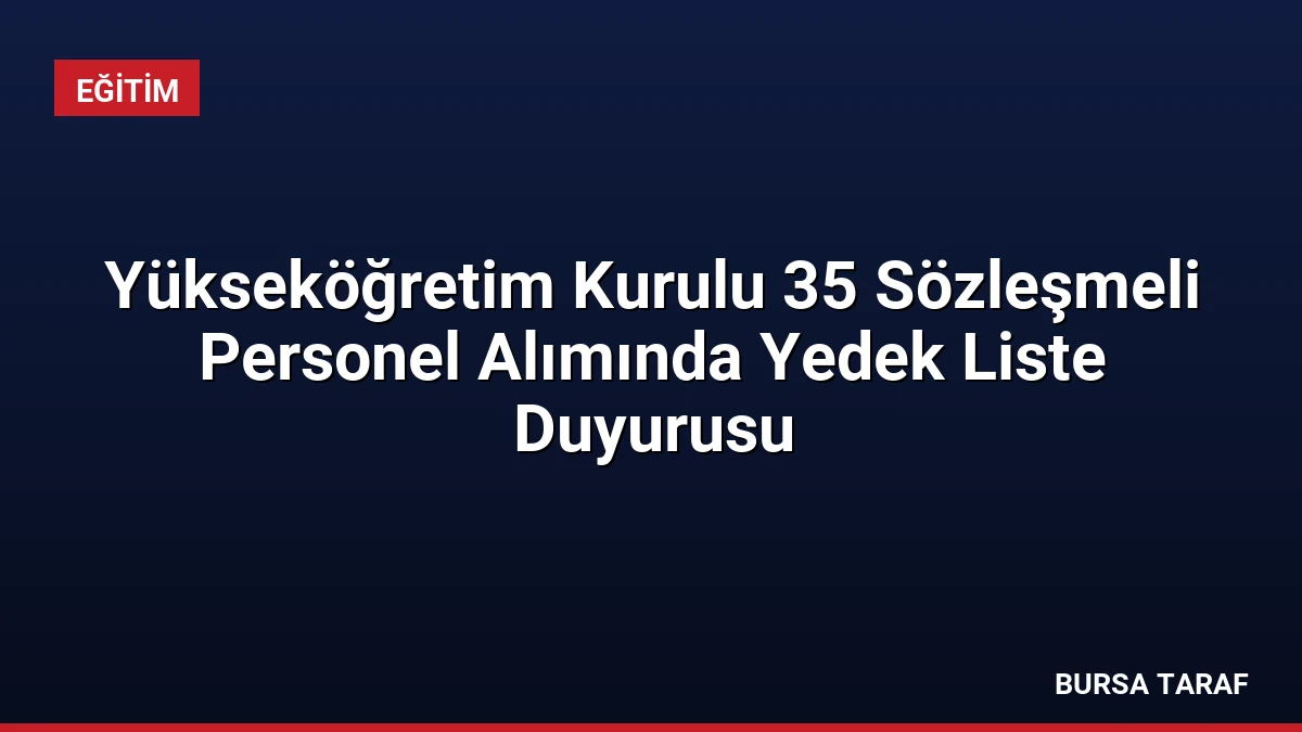 Yükseköğretim Kurulu 35 Sözleşmeli Personel Alımında Yedek Liste Duyurusu