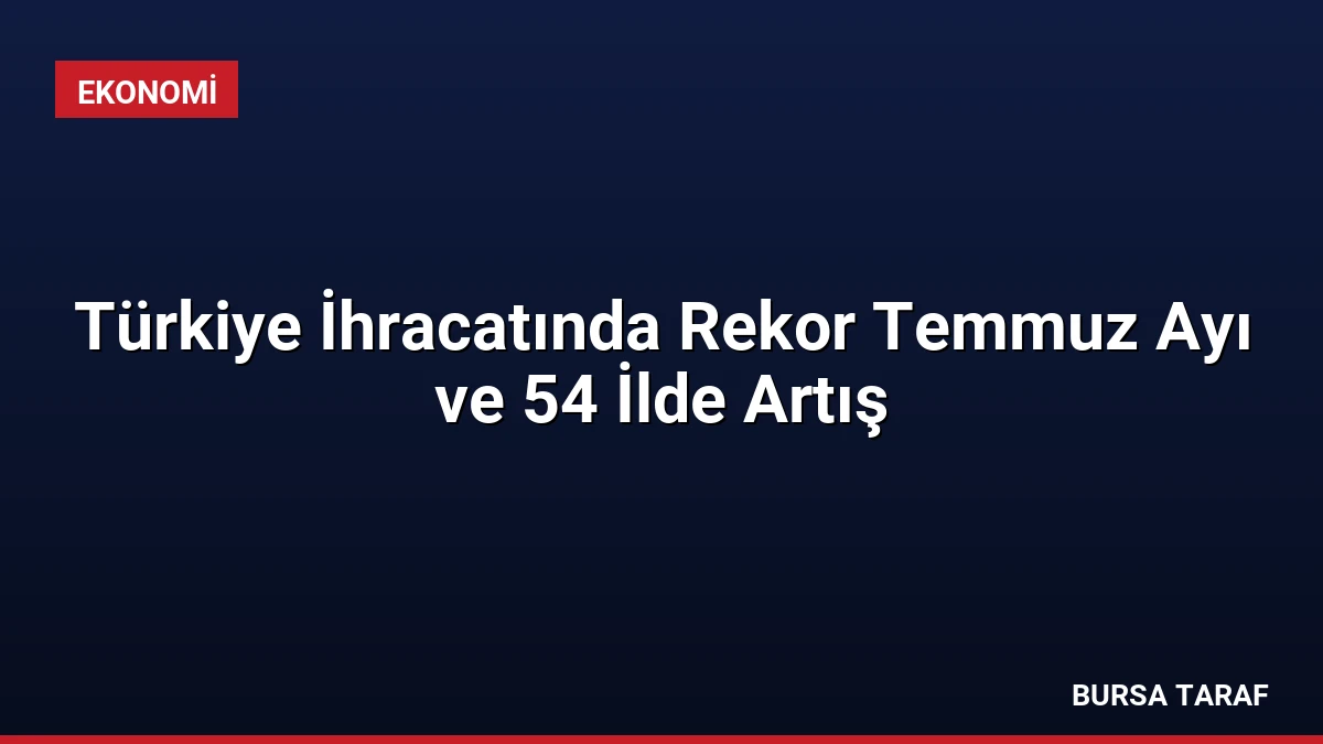 Türkiye İhracatında Rekor Temmuz Ayı ve 54 İlde Artış