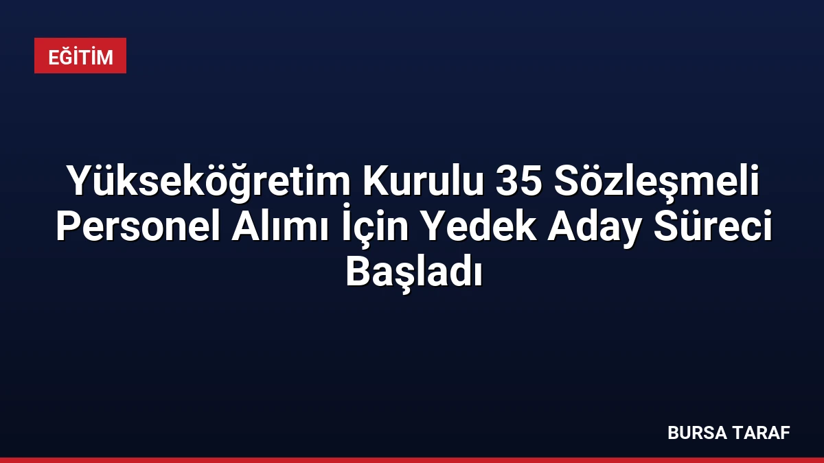 Yükseköğretim Kurulu 35 Sözleşmeli Personel Alımı İçin Yedek Aday Süreci Başladı
